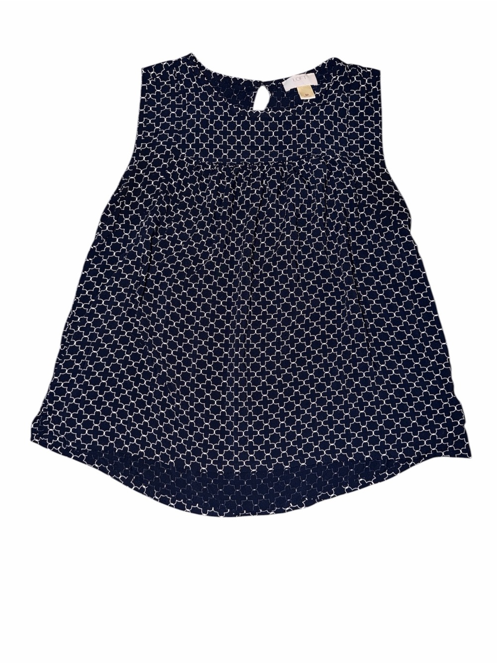 Loft Navy Patterned Sleeveless Blouse